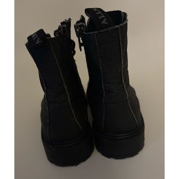 All Saints Bodega Vegan Leather Boots in Distressed Black Size 10 ~ Pristine main image 4